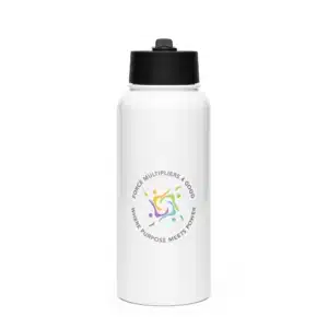Stainless steel water bottle with a straw lid